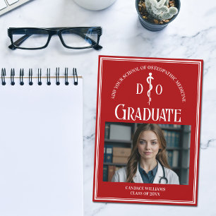 Red Osteopathic Medical School Graduation Photo Announcement