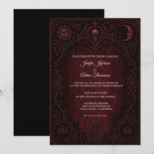 Red Ouija board Gothic Wedding Invitation (Front/Back)