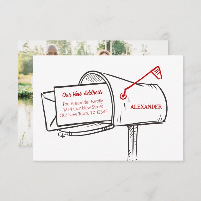 Red Our New Address Mailbox Moving (Front/Back)