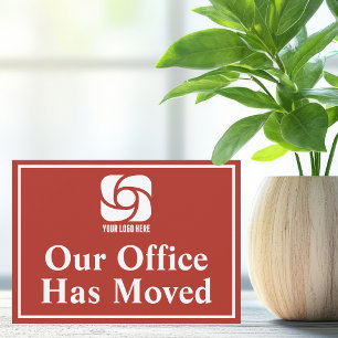 Red Our Office Has Moved Business Logo Announcement