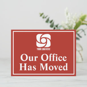 Red Our Office Has Moved Business Logo Announcement