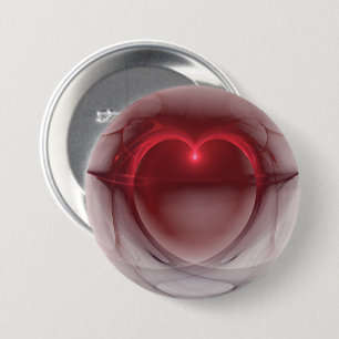 Red Outlined Heart Silky Black and White 7.5 Cm Round Badge