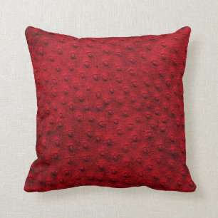 Red Oversized Ostrich Leather Grain Pillow