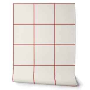 Red Oversized Windowpane Plaid Wallpaper