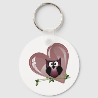 Red Owl and Heart Valentine's Gifts Key Ring