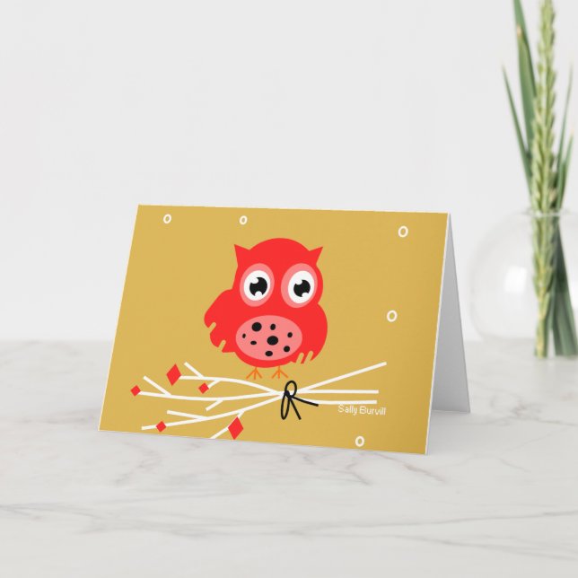Red owl Christmas Card (Front)