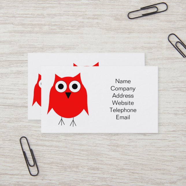 Red Owl Design Business Card (Front/Back In Situ)
