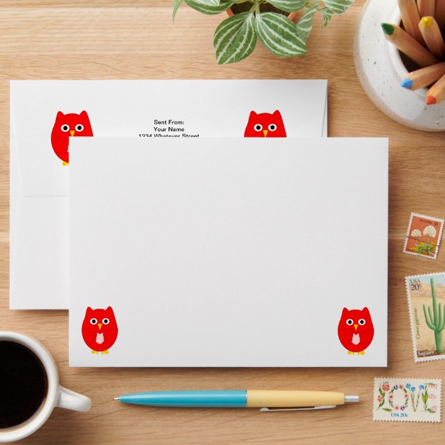 Red Owl Design Envelope (Desk)