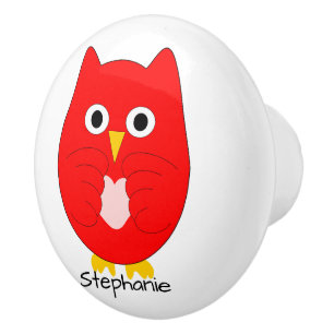 Red Owl Design Personalised Ceramic Knob
