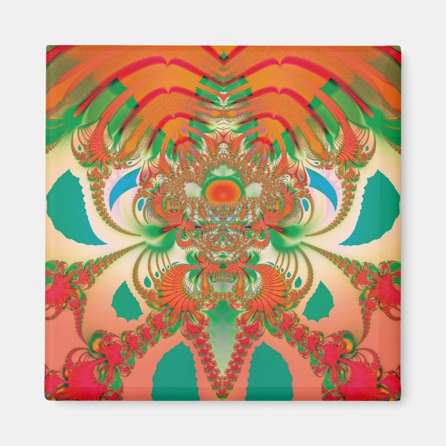 Red Owl Fractal Abstract Art Magnet (Front)