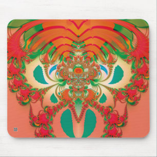 Red Owl Fractal Abstract Art Mouse Mat