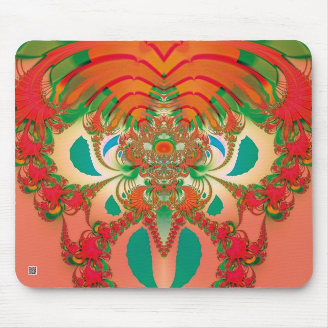 Red Owl Fractal Abstract Art Mouse Mat (Front)