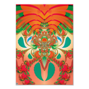 Red Owl Fractal Abstract Art Photo Print
