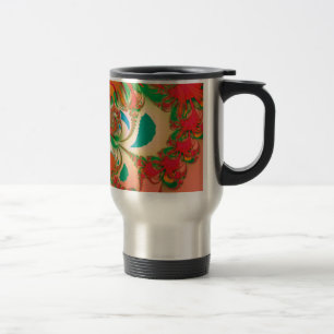 Red Owl Fractal Abstract Art Travel Mug