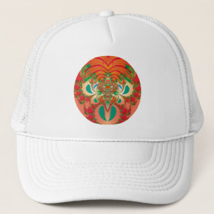 Red Owl Fractal Abstract Art Trucker Hat