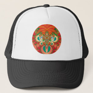 Red Owl Fractal Abstract Art Trucker Hat