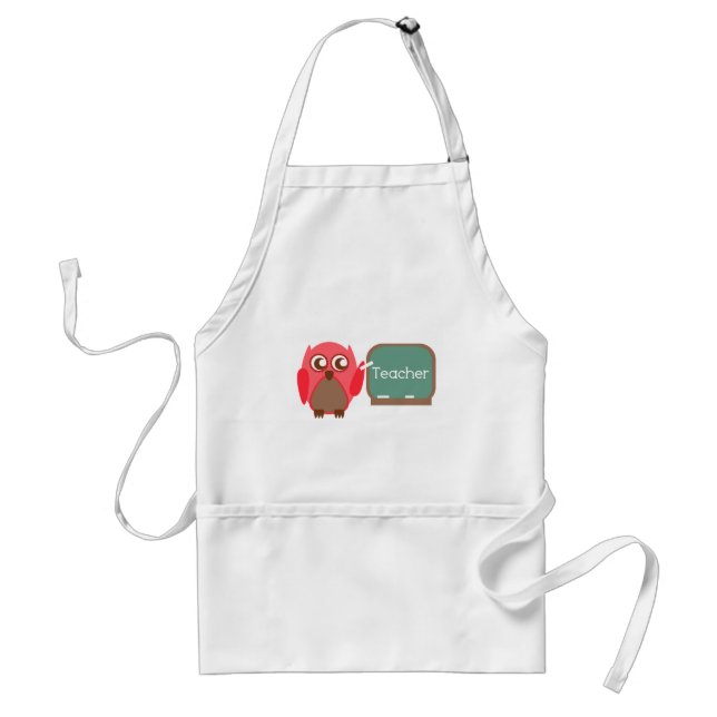 Red Owl Teacher At Chalkboard Standard Apron (Front)