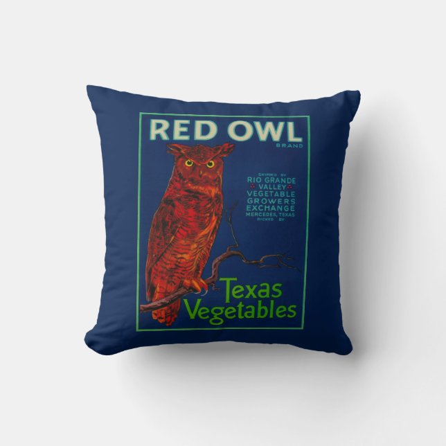 Red Owl Vegetable Label Cushion (Front)