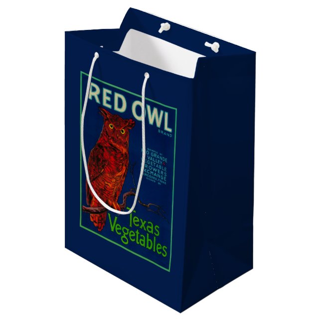 Red Owl Vegetable Label Medium Gift Bag (Front Angled)