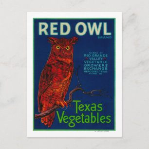 Red Owl Vegetable Label Postcard