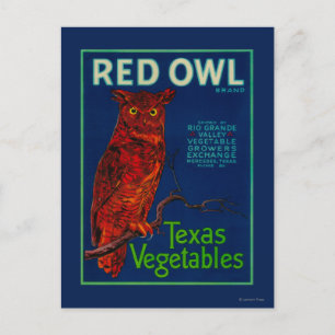 Red Owl Vegetable Label Postcard
