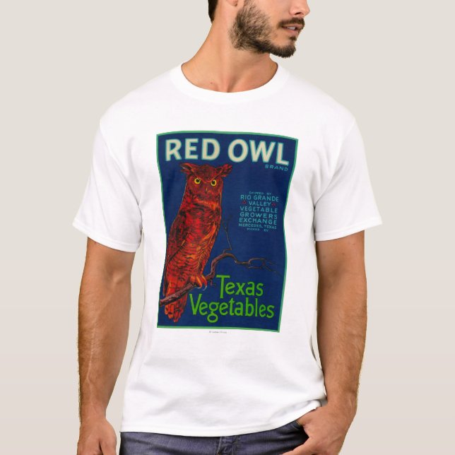 Red Owl Vegetable Label T-Shirt (Front)