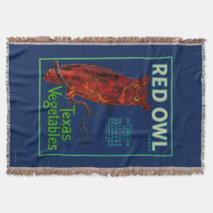 Red Owl Vegetable Label Throw Blanket