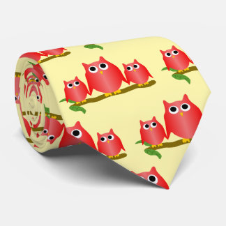 Red Owls Design Any Colour Background Tie