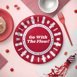 Red Pad Border Name First Period Party Paper Plate