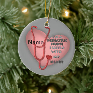 Red Paediatrics Nurse Ceramic Tree Decoration