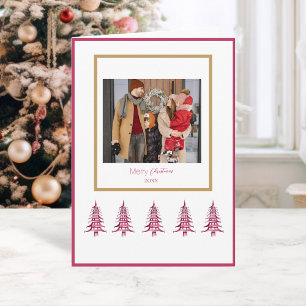 Red Pagoda Christmas Trees 1-Photo Card