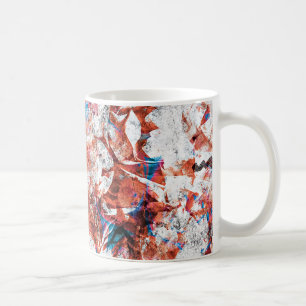Red paint brush abstract modern digital art coffee mug