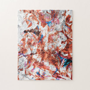 Red paint brush abstract modern digital art jigsaw puzzle