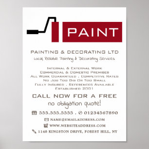 Red Paint Roller, Painter & Decorator Advertising Poster