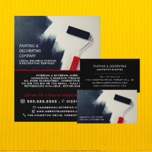 Red Paint Roller, Painter & Decorator Business Card
