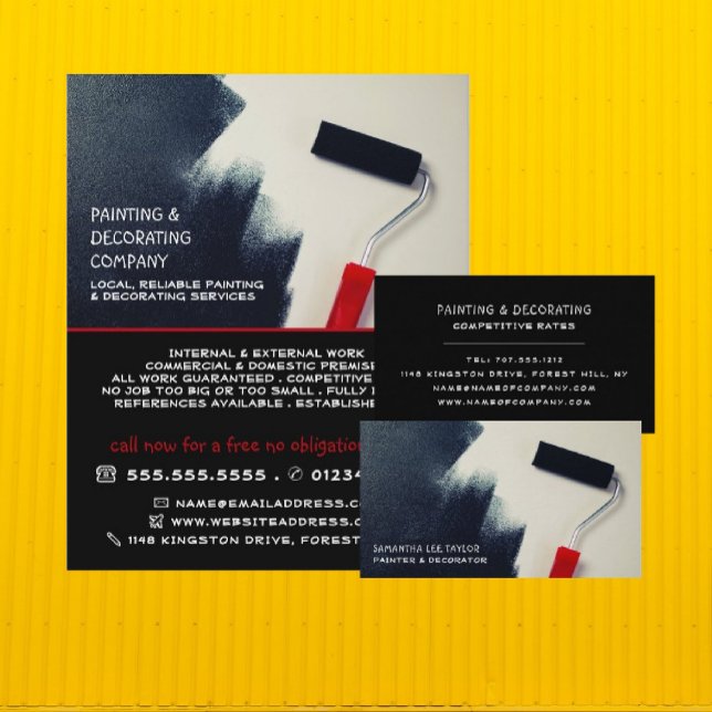 Red Paint Roller, Painter & Decorator Business Card (Creator Uploaded)