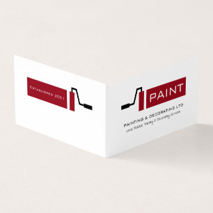 Red Paint Roller, Painter & Decorator Photo Business Card