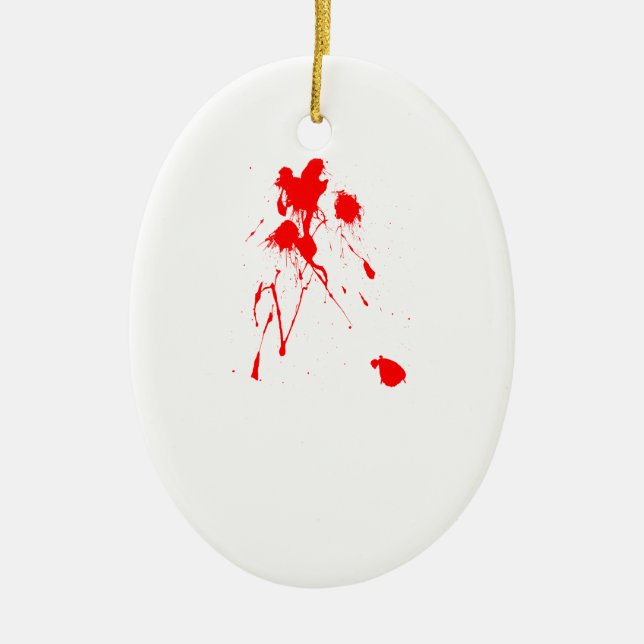 Red paint splatter ceramic tree decoration (Front)