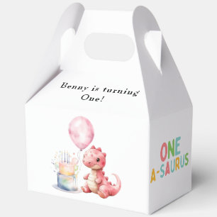 Red Painted Dinosaur One A Saurus Birthday  Favour Box
