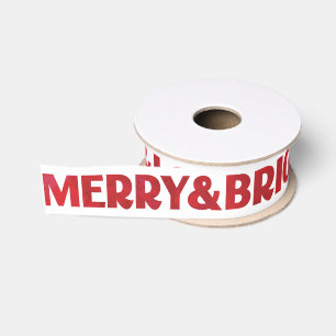 Red Painted Merry & Bright Love & Light Your Name Grosgrain Ribbon