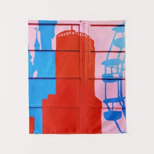 Red painted wall tapestry
