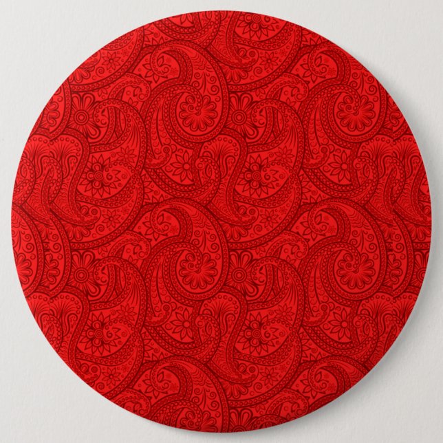 Red Paisley 6 Cm Round Badge (Front)
