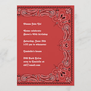 Red Paisley Bandanna Invitation