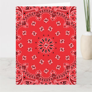 Red Paisley Bandanna Pattern Card