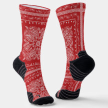 Red Paisley Bandanna Print Socks