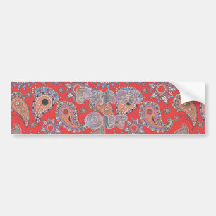 Red Paisley Bumper Sticker