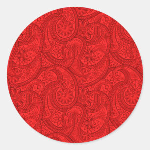 Red Paisley Classic Round Sticker