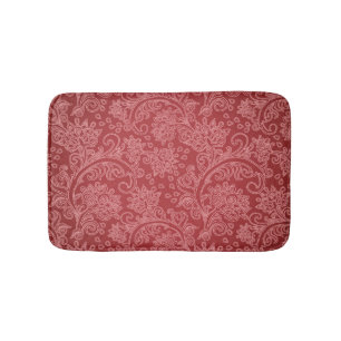 Red Paisley Damask Designer Floral Classic Bath Mat