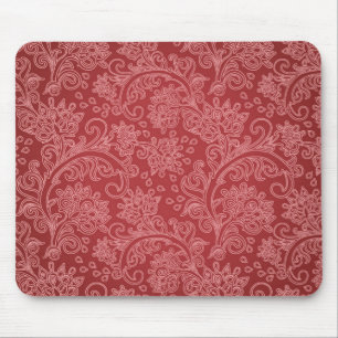 Red Paisley Damask Designer Floral Classic Mouse Mat