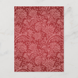 Red Paisley Damask Designer Floral Classic Postcard